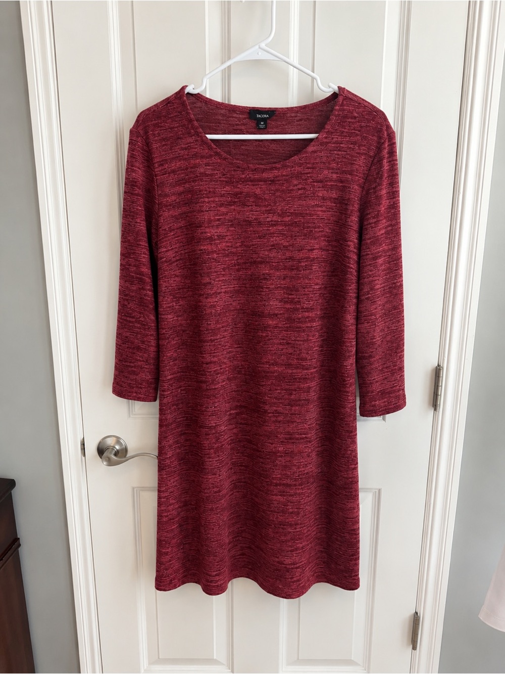 Tahari Marled Wine Red Knit Dress